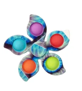 Juguete de descompresión para niños, spinner de silicona con impresión de burbujas a Color, 5 dedos
