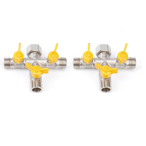 Connecteur de compteur de gaz à 4 points de type personnalisé, <span class=keywords><strong>vanne</strong></span> en laiton à 3 voies, 1 entrée 2 sorties, <span class=keywords><strong>vanne</strong></span> de gaz pour cuisinière à gaz - Product Image 3