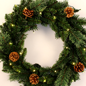 Guirlande de Noël de haute qualité de taille personnalisée de couleur vert foncé en PVC pré-éclairé UMIND avec des pommes de pin Led - Product Image 3