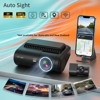 Caméra embarquée Auto Sight T2 Mini avec contrôle par application, GPS, WiFi, double objectif (avant 2K, arrière 1080P), surveillance de stationnement, enregistrement en boucle, vision nocturne