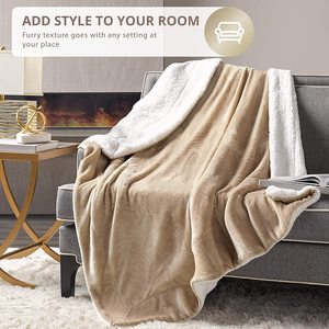 Home Textile China Custom Logo Soft Warm Thick <strong>Throw</strong> Flannel Sherpa Blanket Winter Blankets <strong>for</strong> <strong>Double</strong> <strong>Bed</strong> - Product Image 2