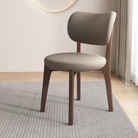 Chaise de salle à manger sans accoudoirs en bois massif nordique, rembourrée en cuir, mobilier de maison, design moderne et simple, pour restaurant et hôtel, directement de l'usine.