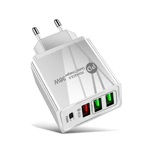 Nouveau Portable Multi 3.0 Chargeur Mur 36W 4 Port PD USB-C USB-A Puissance Adaptateur pour Téléphones