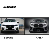 Kit de Carrocería, Parachoques Delantero para BMW X6 F16 (15-19) a F96 (24 -in) X6M, Kit de Modificación, Rejilla de Capó, Mejora de Faros