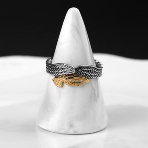 Ensemble de bijoux tendance pour homme : bague et bracelet en acier inoxydable plaqué or 18 carats et argent, étanche, motif aigle - Product Image 5