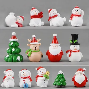 1Pc Miniatuur Kerst Sneeuwpop Kerstman Tuin Miniaturen Fairy Cijfers Accessoires Terrarium Beeldjes Decoratie