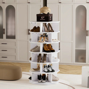 Offre Spéciale Moderne MDF En Bois 7 Niveaux 360 Rotatif Chaussure et Sac Rack Tour Tournant Spinning Chaussure <span class=keywords><strong>Armoire</strong></span> De Stockage Affichage pour La Maison - Product Image 3
