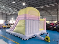 Castillo Inflable Macaron Arcoíris con Tobogán y Piscina de Pelotas, de Grado Comercial, en PVC