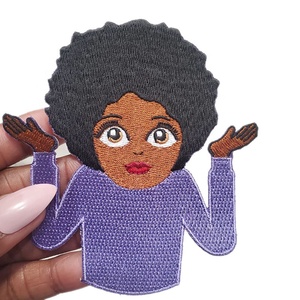 Wholesale Embroidery DIY Iron on Twill <strong>Patch</strong> With Merrow Border Black Girls <strong>Patch</strong> DIY Fabric Embroidery Iron on <strong>Patches</strong> Custom - Product Image 2