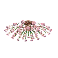 American Farmhouse Floral Plafonnier-LED Dimmable Flush Mount avec abat-jour en verre pour couloir chambre à coucher salle d'étude salon
