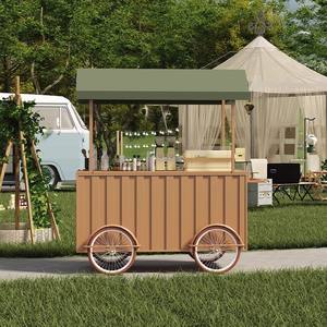 レトロ 四輪 フードカート コーヒー BBQ 屋外 ビーチ 観光地 ホテル レストラン ベーカリー フライドポテト店 フルーツ向け - Product Image 2