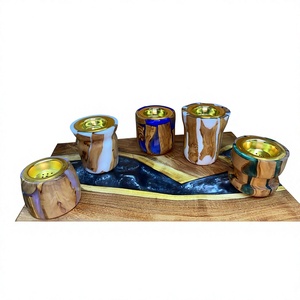Quemador de Incienso Artesanal de Resina Epoxi y Madera Natural Mystic Riverstone Luxe con Soporte para Varillas y Conos y Recolector de Cenizas - Product Image 1