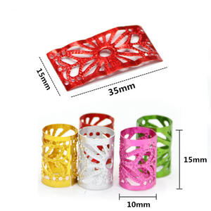 Commercio all'ingrosso 80 pz/lotto oro tubo di metallo anello Dreadlock capelli treccia perline per <span class=keywords><strong>trecce</strong></span> regolabile treccia di capelli - Product Image 4