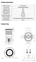 WD22mm Interrupteur momentané étanche Interrupteur à bouton-poussoir en métal 12 volts avec télécommande LED 6pin 1NO1NC