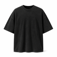 T-shirt Homme 100% Coton 300 g/m² Épais Délavé à l'Acide, Impression Gonflée Personnalisée, Style Vintage Oversize, Haut Streetwear de Haute Qualité