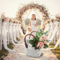 Panier de rangement simple en coton et dentelle EVER GOLDEN EG15020 avec poignées pour cosmétiques et emballages cadeaux, décoration de mariage