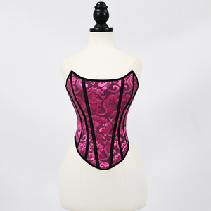 Corset Bustier Femme Vintage en Dentelle à Haute Compression, Anti-Bactérien, avec Baleines, Effet Sculptant, Push-Up, Sans Bretelles, Coupe Courte - Product Image 3