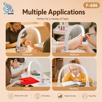 Lampe de bureau mini demi-lune 18,5 pouces, 224 LED, intensité réglable, avec pince pour téléphone, idéale pour extensions de cils et maquillage en studio