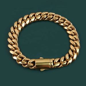 Pulsera de Cadena Cubana Estilo Miami, Joyería Punk para Hombre y Mujer, Chapada en Oro de 18K, Cadena de Acero Inoxidable - Product Image 1