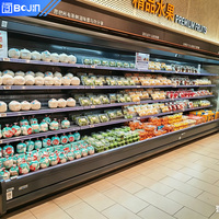 Vitrine Réfrigérée Commerciale Bojin à Température Unique pour Légumes, Refroidissement par Ventilation, Contrôle Numérique, Dégivrage Automatique, Rideau d'Air Ouvert