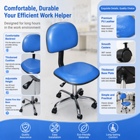 Chaise de laboratoire antistatique bleue en cuir PU, réglable en hauteur, avec roulettes conductrices, chaise de laboratoire ESD, chaise antistatique