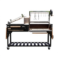 Barbecue XXL Santa Maria Argentin en acier robuste thermolaqué, chariot pliable, pour camping extérieur au charbon de bois