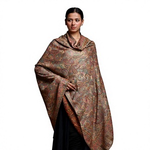 <b>Brown</b> Paisley <b>Wool</b> Shawl Scarf Floral Pattern Long Wrap Breathable Soft Lightweight Windproof Anti-Bacterial Quick Dry Winter - Product Image 1