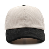 Gorra de Béisbol QOMA al por Mayor para Hombre y Mujer, de Pana de Color Sólido con Bloques de Color, de 6 Paneles, 100% Algodón, con Hebilla Metálica, para Otoño/Invierno, para Exteriores