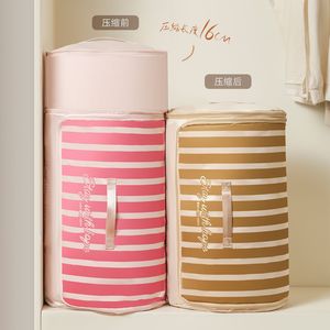 Cylindrical Cotton Quilt <b>Compression</b> <b>Bag</b> Round Household Bedding Storage Organizer Bedroom Use - Product Image 3