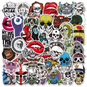 50Pcs Skull Skeleton Horror Graffiti Sticker per Skateboard bagagli Laptop bottiglie telefono adesivi decorativi fai da te - Product Image 1