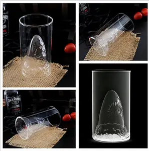 ส่วนบุคคลสัตว์ฉลามรูปเมจิกดื่มแว่นตาเครื่องแก้วแก้วไวน์ Stemless ถ้วยผู้ผลิต