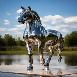 פסל סוס מפלדת אל-חלד מרותכת בהתאמה אישית, קישוט גינה חיצוני מודרני ומסורתי בצבעים וגדלים בהתאמה אישית - Product Image 4