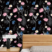 Papier peint floral vintage de style européen, autocollant pour carrelage de sol imperméable, carrelage mural autocollant, autocollant pour armoire
