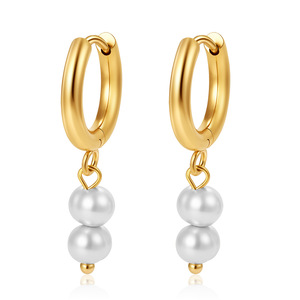 Boucles d'oreilles pendantes baroques en perles d'eau douce, bijoux de demoiselle d'honneur, en acier inoxydable plaqué or 18 carats, boucles d'oreilles créoles pour femme - Product Image 5