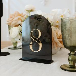 Custom Modern <b>Acrylic</b> Table Number 8 Black <b>Mirror</b> Arched Design Elegant Wedding Reception Decor 6in Height - Product Image 5