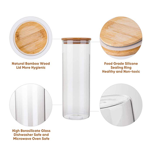 Coperchio di bambù Spezia vaso di <span class=keywords><strong>Vetro</strong></span> E di Alta Borosilicato contenitore di <span class=keywords><strong>Vetro</strong></span> Vasetti di tenuta di vuoto vasetti di <span class=keywords><strong>vetro</strong></span> in cucina - Product Image 4