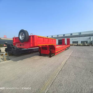 Camión Remolque 3 Ejes 4 Ejes 50 Ton 60 Toneladas Heavy Duty Hydraulic Gooseneck Lowboy Low Bed Semi Trailer Trucks - Product Image 3