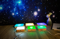 Lampe à base en bois acrylique pas chère, lumière de nuit LED 3D pour chambre d'enfant, lampes en bois