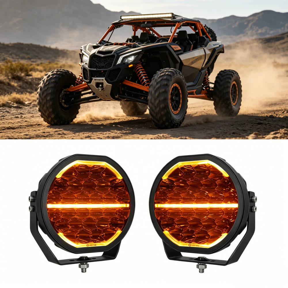 9'' 150W LED Driving Light Spot/Work Lamp, 12000LM, DRL Amber & White, IP68, Off-Road & Truck Use