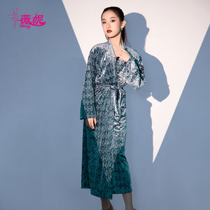 Vennystyle Vestido de noite de cetim para mulheres, fantasia de dança latina com estampa de menina Xiaobai, contorno natural, competições e festas - Product Image 3