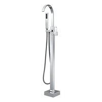 Robinet de baignoire indépendant chromé, robinet de salle de bain en laiton à poser au sol, douchette à commande unique.