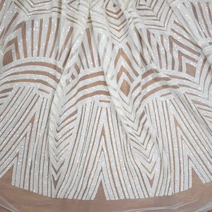 Gran oferta, encaje de lentejuelas brillantes blancas africanas, tela de vestido de novia de boda de alta calidad para Aso Ebi, 5 yardas, HY0821-1 - Product Image 4