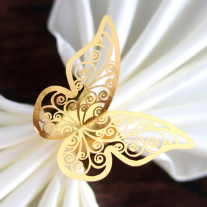 Laser Cut Swirl Hollow Butterfly <b>Paper</b> Napkin Rings, Metallic Butterfly Napkin Holders for Wedding Banquet Dinner Table - Product Image 1
