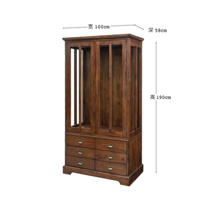 Armario Moderno para Dormitorio con 2 Puertas de Vidrio, Ecológico y Duradero, de Madera de Teca Africana y Alcanfor - Product Image 1