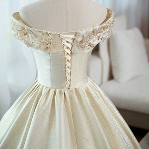 Champagne Off Shoulder Evening Gown Women Stage <b>Performance</b> Dress Ball Gown Formal <b>Wear</b> Adult Size One - Product Image 4