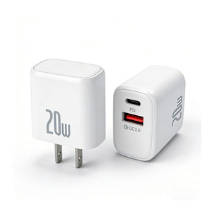 Cargador Rápido <span class=keywords><strong>de</strong></span> 20W PD 3.0 QC3.0 con Enchufe Estadounidense, Puertos A/C y Tipo-C, Cargador <span class=keywords><strong>de</strong></span> Pared Compacto para Relojes Inteligentes, Teléfonos Móviles, Tabletas y Auriculares - Product Image 1