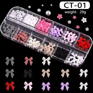 Adornos de <span class=keywords><strong>uñas</strong></span> con lazo de plástico de 12 rejillas decorados con lazos de princesa rosa, adornos de <span class=keywords><strong>uñas</strong></span> DIY, decoración de <span class=keywords><strong>uñas</strong></span> 3D colorida - Product Image 4
