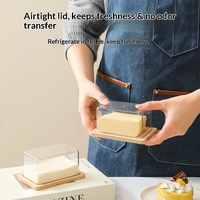 Boîte de rangement en bambou pour pain, fromage et produits laitiers avec couvercle – Conteneur de conservation moderne et minimaliste pour cuisine, plateau rectangulaire pour beurre et pâtisseries