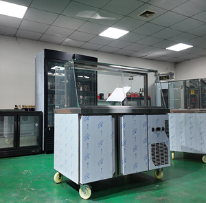 Table de préparation de salades compacte sous <span class=keywords><strong>comptoir</strong></span>, réfrigérateur à salades 2 portes, <span class=keywords><strong>comptoir</strong></span> à salades commercial en acier inoxydable pour café - Product Image 3