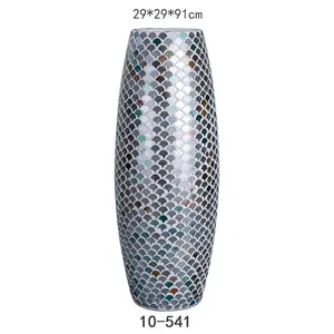 China Supplier Cheap Blue Fiberglass Vase Flower Vase of Fish Scale for Home Decor